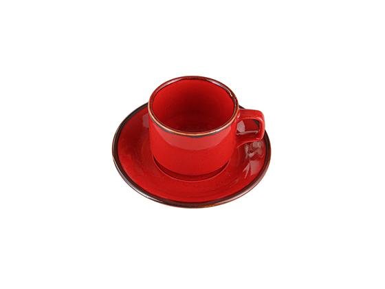  Porland Seasons Kırmızı Tabaklı Çay Fincanı 190cc